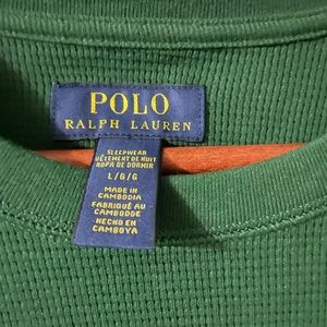 NWOT RL Polo Waffle Knit shirt forest green white pony